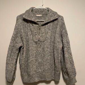 Women’s grey quarter zip knit sweater